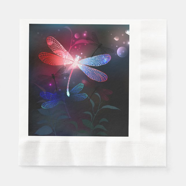 Glowing red dragonfly napkins (Front)