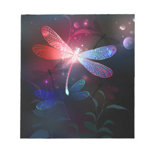 Glowing red dragonfly notepad