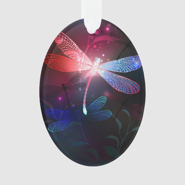 Glowing red dragonfly ornament (Front)