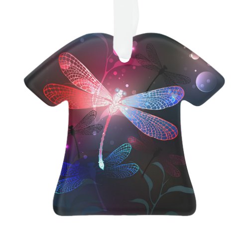 Glowing red dragonfly ornament