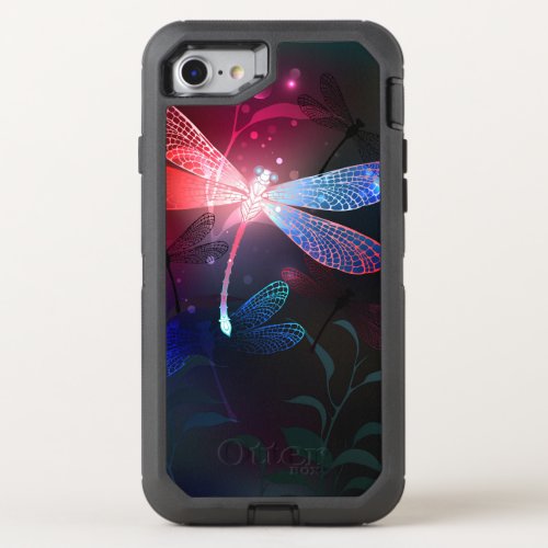 Glowing red dragonfly OtterBox defender iPhone SE87 case