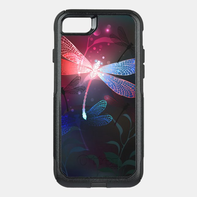 Glowing red dragonfly otterbox iPhone case (Back)