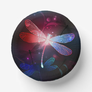 Glowing red dragonfly paper bowls
