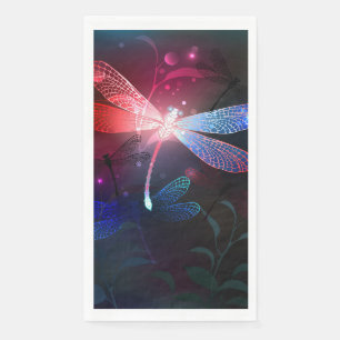 Glowing red dragonfly paper guest towels