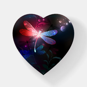 Glowing red dragonfly paperweight