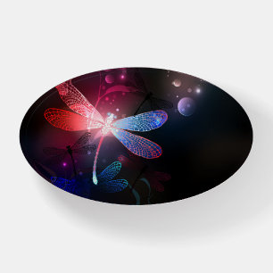 Glowing red dragonfly paperweight