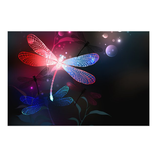 Glowing red dragonfly photo print (Front)
