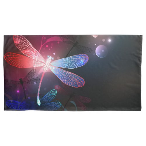 Glowing red dragonfly pillow case