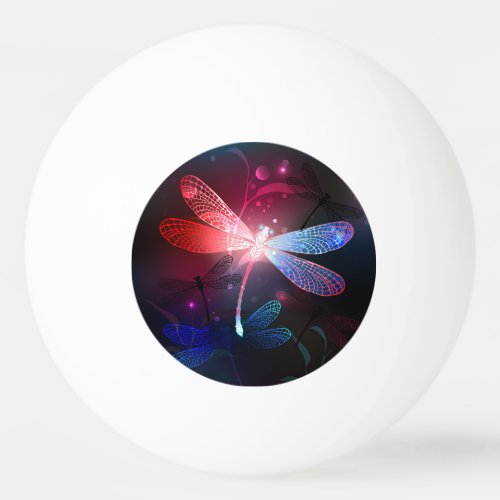 Glowing red dragonfly ping pong ball