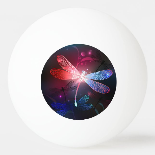 Glowing red dragonfly ping pong ball (Front)