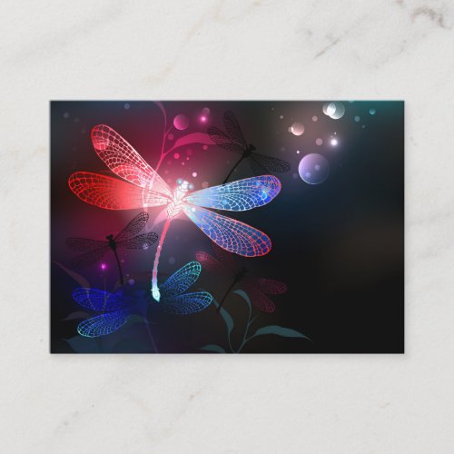 Glowing red dragonfly place card