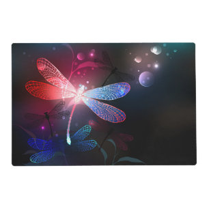 Glowing red dragonfly placemat