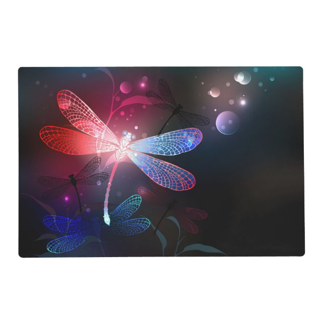 Glowing red dragonfly placemat (Front)