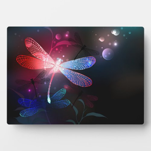 Glowing red dragonfly plaque