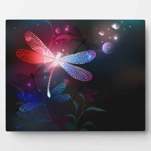 Glowing red dragonfly plaque