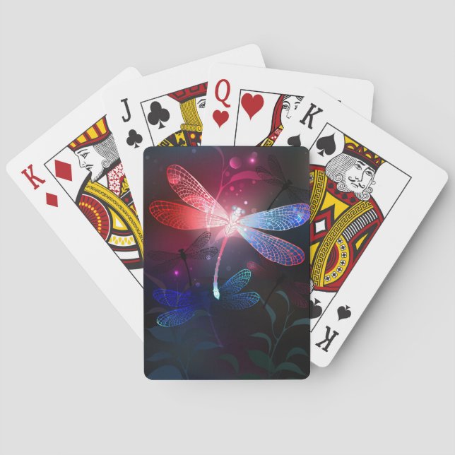 Glowing red dragonfly poker cards (Back)