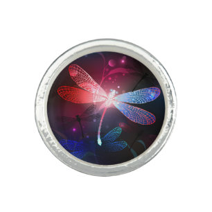 Glowing red dragonfly ring