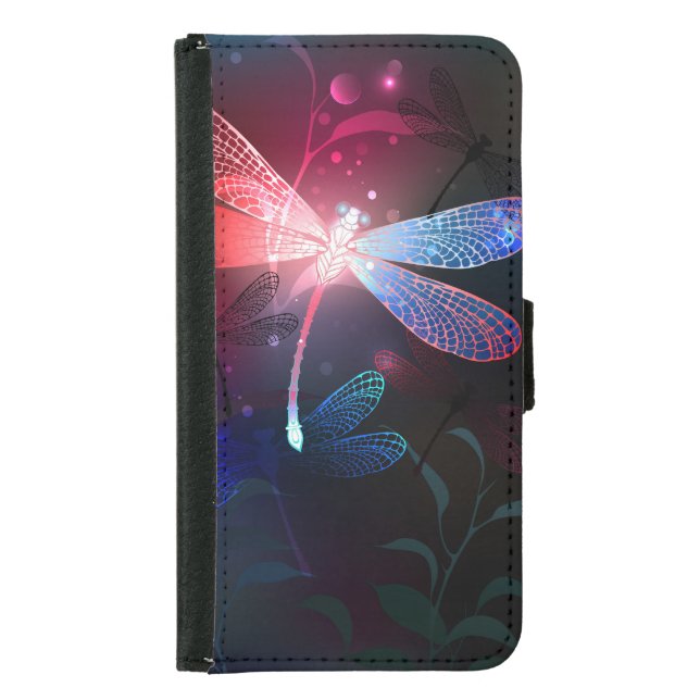Glowing red dragonfly samsung galaxy wallet case (Front)