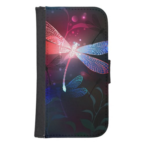 Glowing red dragonfly galaxy s4 wallet case