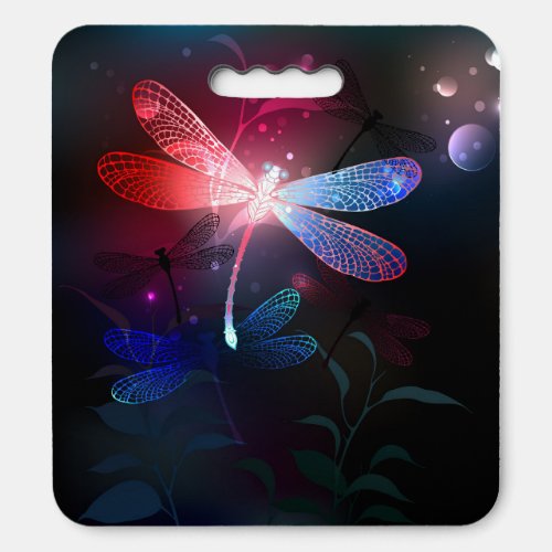 Glowing red dragonfly seat cushion