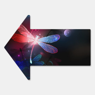 Glowing red dragonfly sign