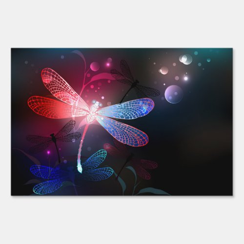 Glowing red dragonfly sign