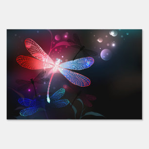 Glowing red dragonfly sign