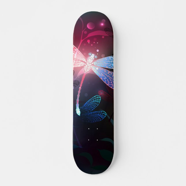 Glowing red dragonfly skateboard (Front)