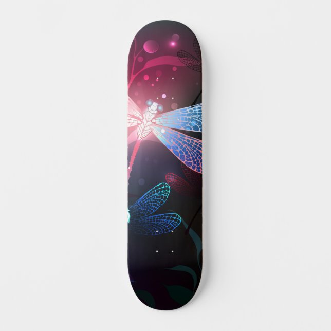 Glowing red dragonfly skateboard (Front)