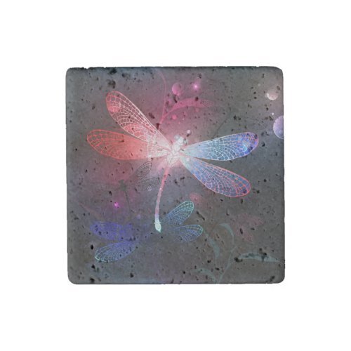 Glowing red dragonfly stone magnet