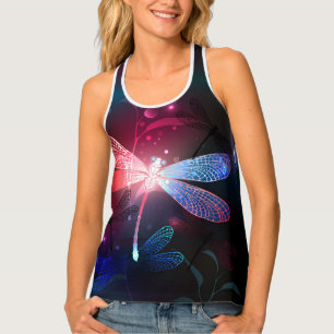 Glowing red dragonfly tank top