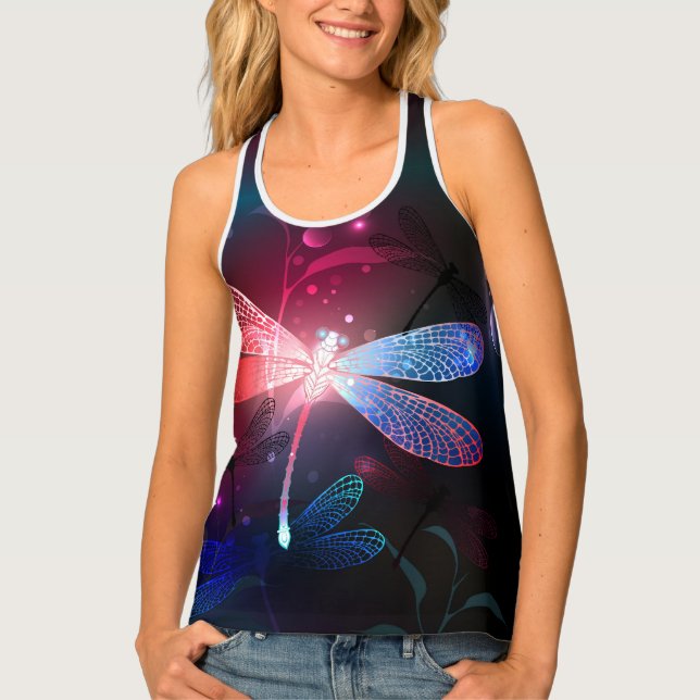 Glowing red dragonfly tank top (Front)