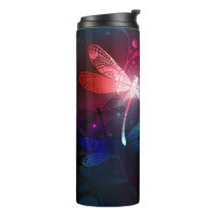Glowing red dragonfly