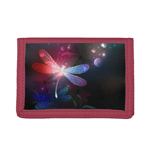 Glowing red dragonfly trifold wallet (Front)