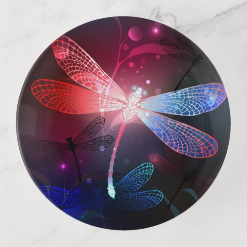 Glowing red dragonfly trinket tray