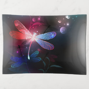 Glowing red dragonfly trinket tray
