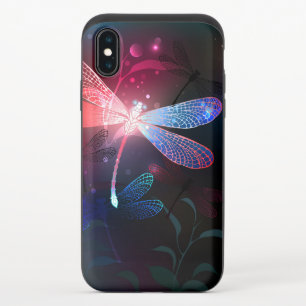 Glowing red dragonfly iPhone XS slider case