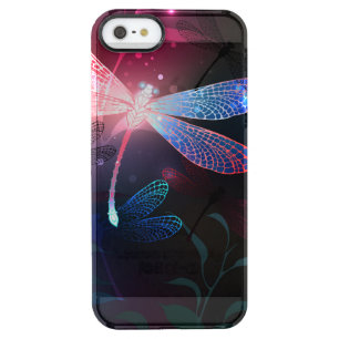 Glowing red dragonfly clear iPhone SE/5/5s case