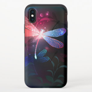 Glowing red dragonfly iPhone x slider case
