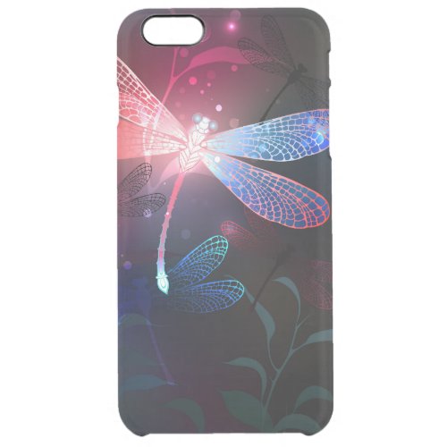 Glowing red dragonfly clear iPhone 6 plus case