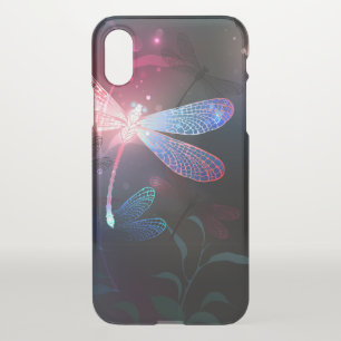 Glowing red dragonfly iPhone x case