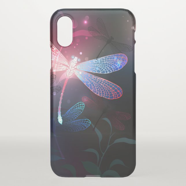 Glowing red dragonfly uncommon iPhone case (Back)