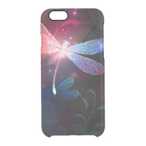 Glowing red dragonfly clear iPhone 66S case