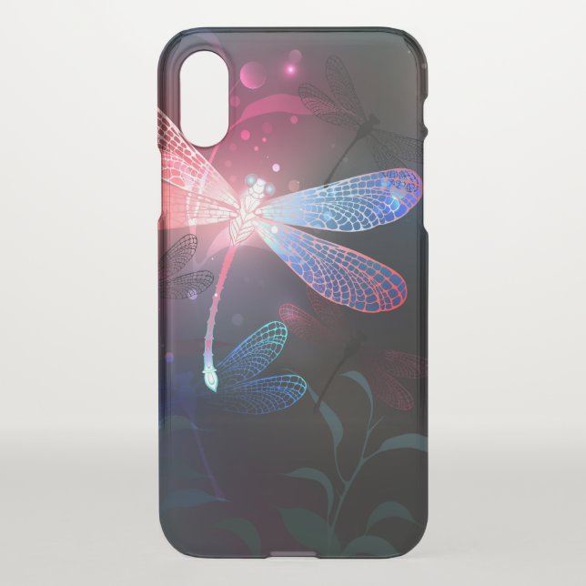 Glowing red dragonfly uncommon iPhone case (Back)