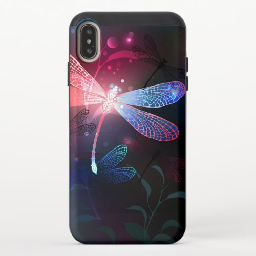 Glowing red dragonfly iPhone XS max slider case