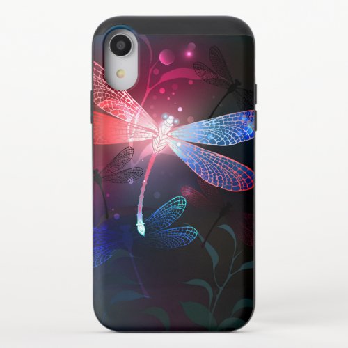 Glowing red dragonfly iPhone XR slider case