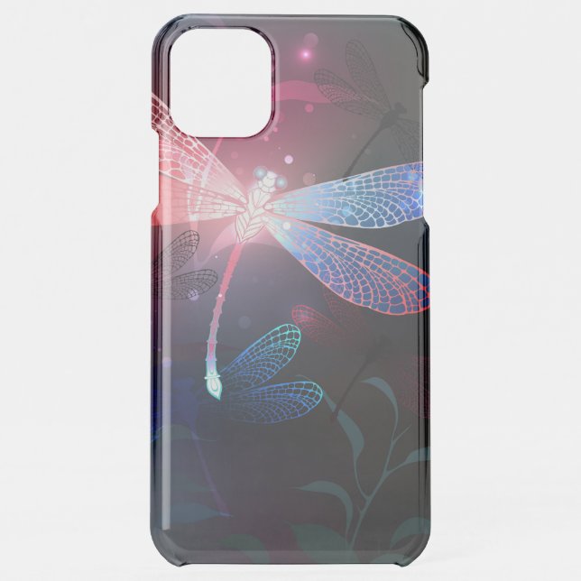 Glowing red dragonfly uncommon iPhone case (Back)