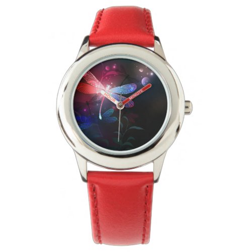 Glowing red dragonfly watch