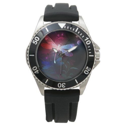 Glowing red dragonfly watch