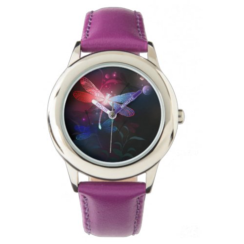 Glowing red dragonfly watch